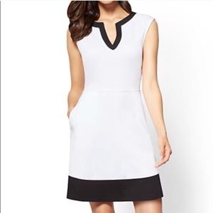 Colorblock Black and White Cotton Dress